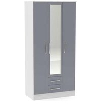 Product photograph of Lynx White And Grey 3 Door Combi Wardrobe from Choice Furniture Superstore