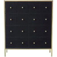 Product photograph of Fenwick Black Glass Multi Drawer Chest - Gold Trim from Choice Furniture Superstore