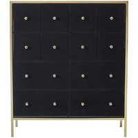 Product photograph of Fenwick Black Glass And Gold Metal 4 8 Drawer Large Chest from Choice Furniture Superstore