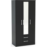 Product photograph of Lynx Black 3 Door Combi Wardrobe from Choice Furniture Superstore