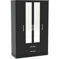Product photograph of Lynx Black 4 Door Mirrored Wardrobe - 2 Drawers from Choice Furniture Superstore