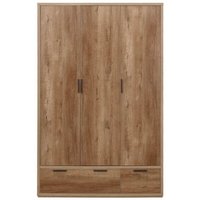 Product photograph of Stockwell Rustic Oak Effect 3 Door Wardrobe - 2 Drawers from Choice Furniture Superstore