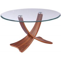 Product photograph of Jual Siena Walnut With Glass Top Round Coffee Table - Jf308 from Choice Furniture Superstore