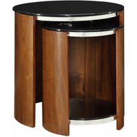 Product photograph of Jual Curve Walnut Nest Of Table - Glass Jf305 from Choice Furniture Superstore
