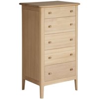 Hudson Oak Chest of Drawer - 5 Drawer Tall