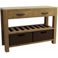 Product photograph of Sanford Oak Console Table - Double Basket from Choice Furniture Superstore