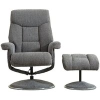 Product photograph of Gfa Biarritz Swivel Recliner Chair With Footstool In Lisbon Grey Fabric from Choice Furniture Superstore