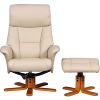 Product photograph of Gfa Marseille Swivel Recliner Chair With Footstool In Cafe Latte Faux Leather from Choice Furniture Superstore