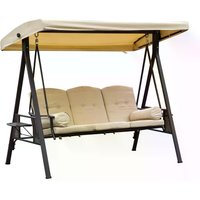 Product photograph of Outsunny Steel Swing Chair Hammock Garden 3 Seater Canopy Cushion Shelter Outdoor Bench Beige from Aosom UK