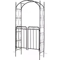 Product photograph of Outsunny Metal Garden Archway Garden Arch Trellis With Gate For Climbing Plants 108l X 45w X 215hcm Black Aosom Uk from Aosom UK