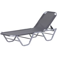 Product photograph of Outsunny Sun Lounger Relaxer Recliner With 5-position Adjustable Backrest Lightweight Frame For Pool Or Sun Bathing Silver from Aosom UK