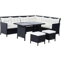 Product photograph of Outsunny 8-seater Patio Furniture Set Rattan Corner Dining Set With Wicker Coffee Table And Foot Stool Black Aosom Uk from Aosom UK