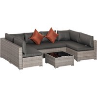 Product photograph of Outsunny 6-seater Garden Rattan Furniture Pe Rattan Sofa Set Outdoor All Weather Conservatory Furniture W Tempered Glass Coffee Table Aosom Uk from Aosom UK