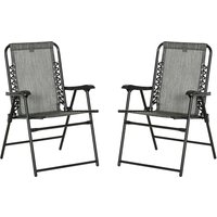 Product photograph of Outsunny 2 Pieces Foldable Chair Set Outdoor Portable Loungers For Camping Pool Beach Deck Lawn Chairs With Armrest Steel Frame Grey Aosom Uk from Aosom UK