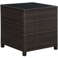 Product photograph of Outsunny Rattan Garden Side Table Weather-resistant Frame With Tempered Glass Top Rustic Brown Aosom Uk from Aosom UK