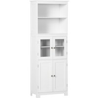Product photograph of Homcom Freestanding Larder Cupboard 4-door Kitchen Storage Cabinet Adjustable Shelf Glass Doors For Dining Room Living Room White Aosom Uk from Aosom UK