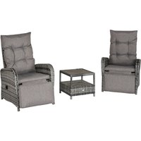 Product photograph of Outsunny 2 Seater Patio Rattan Wicker Chaise Lounge Sofa Set Bistro Conversation Furniture With Cushion For Patio Yard Porch Mixed Grey Aosom Uk from Aosom UK
