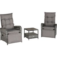 Product photograph of Outsunny 2 Seater Patio Rattan Wicker Chaise Lounge Sofa Set Bistro Conversation Furniture With Cushion For Patio Yard Porch Mixed Grey from Aosom UK