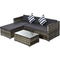 Product photograph of Outsunny Waterproof 4-seater Garden Rattan Furniture Set Outdoor Sectional Conversation Pe Rattan Sofa Set W Cushions And Glass Table Aosom Uk from Aosom UK