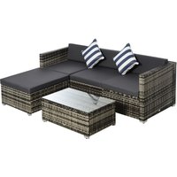 Product photograph of Outsunny 4-seater Garden Rattan Furniture Set Outdoor Sectional Conversation Pe Rattan Sofa Set With Cushions Pillows And Glass Table Mixed Grey from Aosom UK