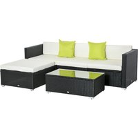 Product photograph of Outsunny 4-seater Garden Rattan Furniture Outdoor Sectional Rattan Sofa Set Coffee Table Combo Patio Furniture Metal Frame W Cushion Pillows Black from Aosom UK