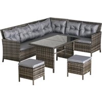 Product photograph of Outsunny 8-seater Outdoor Couch Rattan Dining Sofa Set With Wicker Coffee Table And Foot Stool W Cushion Grey Aosom Uk from Aosom UK