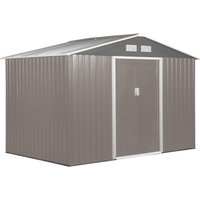 Product photograph of Outsunny 9 X 6ft Steel Shed With Sloped Roof Lockable Double Doors Ventilation Weather-resistant Outdoor Storage Grey Aosom Uk from Aosom UK