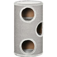 Product photograph of Pawhut Cat Tree Barrel Kitten Climbing Tower Indoor Sisal Covered Cosy Platform Light Grey Aosom Uk from Aosom UK