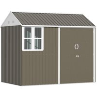 Product photograph of Outsunny 8 X 6 Ft Galvanised Garden Shed Outsoor Metal Storage Shed With Double Doors Window Air Vents For Patio Lawn Grey Aosom Uk from Aosom UK