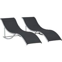 Product photograph of Outsunny 2 Pieces Folding Sun Lounger S-shaped Lounge Chairs Reclining Sleeping Bed With Aluminium Frame from Aosom UK