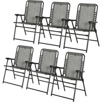Product photograph of Outsunny Set Of 6 Patio Folding Chair Set Garden Portable Chairs W Armrest Breathable Mesh Fabric Seat Backrest For Camping Grey Aosom Uk from Aosom UK