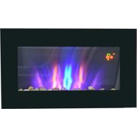 Product photograph of Homcom 1000w Wall Mounted Tempered Glass Electric Fireplace Heater Wall Fires Black from Aosom UK