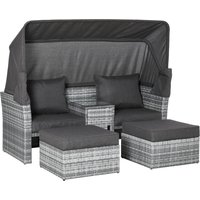 Product photograph of Outsunny 3 Pieces Outdoor Pe Rattan Patio Furniture Set Daybed 2-seater Sofa Footstool Tempered Glass Coffee Table Conversation Set Aosom Uk from Aosom UK