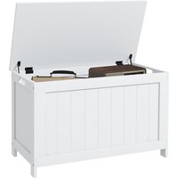 Product photograph of Homcom Storage Chest Modern Storage Trunk With 2 Safety Hinges And Cut-out Handles Wooden Toy Box For Living Room 76x40x48 Cm White Aosom Uk from Aosom UK