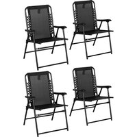 Product photograph of Outsunny Portable Folding Chairs Set Of 4 Outdoor Patio Loungers Steel Frame With Armrest For Camping Pool Beach Deck Lawn Black Aosom Uk from Aosom UK