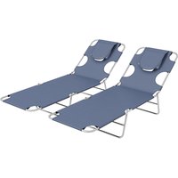Product photograph of Outsunny Foldable Sun Lounger Set Of 2 W Reading Hole Portable Sun Lounger W 5 Level Backrest Reclining Lounge Chair W Side Aosom Uk from Aosom UK