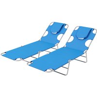 Product photograph of Outsunny Foldable Sun Lounger Set Of 2 With Reading Hole Portable Sun Lounger With 5 Level Adjustable Backrest Reclining Lounge Chair Aosom Uk from Aosom UK