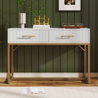 Product photograph of Modern Dressing Table With 2 Drawers Highboard Bedroom Chest White Sideboard Particle Board And Metal Construction 75x100x45 Cm White Aosom Uk from Aosom UK
