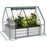 Product photograph of Outsunny Raised Garden Bed W Greenhouse Steel Planter Box W Plastic Cover Roll Up Window For Flowers Vegetables 127 X 95 X 92cm Aosom Uk from Aosom UK