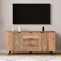 Product photograph of Vintage Sideboard Cabinet With Storage Drawers Adjustable Shelves Wood Chest Of Drawers For Living Room Kitchen 140x35x70 Cm Brown Aosom Uk from Aosom UK