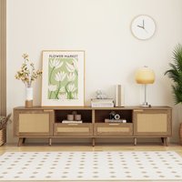 Product photograph of Oak Television Units With 4 Storage Cabinets And 2 Open Shelves Wooden Tv Units For Living Room Bedroom Office 200x37x48 5 Cm Oak Aosom Uk from Aosom UK