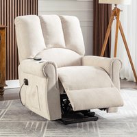 Product photograph of Electric Power Lift Massage Chair With Heat Side Pockets Stand Assist Cup Holders Recliner Armchair For Elderly 91x90x108 Cm Beige Aosom Uk from Aosom UK