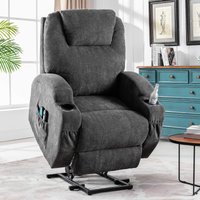 Product photograph of Remote Control Power Lift Electric Recliner Chair With Massage And Heating Points Electric Lounger Chair For Elderly 81x73x105 Cm Grey Aosom Uk from Aosom UK