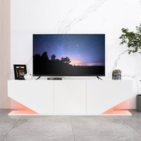 Product photograph of Modern Led Tv High Gloss Entertainment Cabinet With 3 Cabinets And 2 Open Shelves Unit For Up To 65-inch Tv 140x30x38 2 Cm White Aosom Uk from Aosom UK