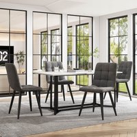 Product photograph of Dining Room Table With Adjustable Metal Legs And Marble Pattern Modern Rectangular Extendable Table For Kitchen 140x80x75 Cm White Black Aosom Uk from Aosom UK