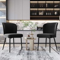 Product photograph of Set Of 2 Modern Velvet Black Dining Chairs With 4 Metal Legs Lounge Chair With Backrest For Dining Room Living Room 47x43x86 Cm Black Aosom Uk from Aosom UK