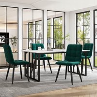 Product photograph of Modern Extendable Oblong Dining Room Tables With Iron Square Tube Legs Kitchen Units With Marble Pattern 140x80x75 Cm White Black Aosom Uk from Aosom UK