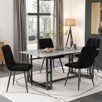 Product photograph of Set Of 4 Upholstered Velvet Dining Chairs With Metal Frame Ergonomic Design 4-set Upholstered Chair With Backrest 44x41x86 Cm Black Aosom Uk from Aosom UK