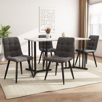 Product photograph of Modern Oblong Dining Room Tables With Adjustable Black Feet And Marble Pattern Mdf Top Kitchen Units With Metal Frame 140x80x75 Cm White Aosom Uk from Aosom UK