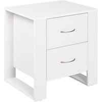 Product photograph of Homcom Bedside Table With 2 Drawers Modern Boxy Design Elevated Base Melamine Finish Bedroom Storage White Aosom Uk from Aosom UK